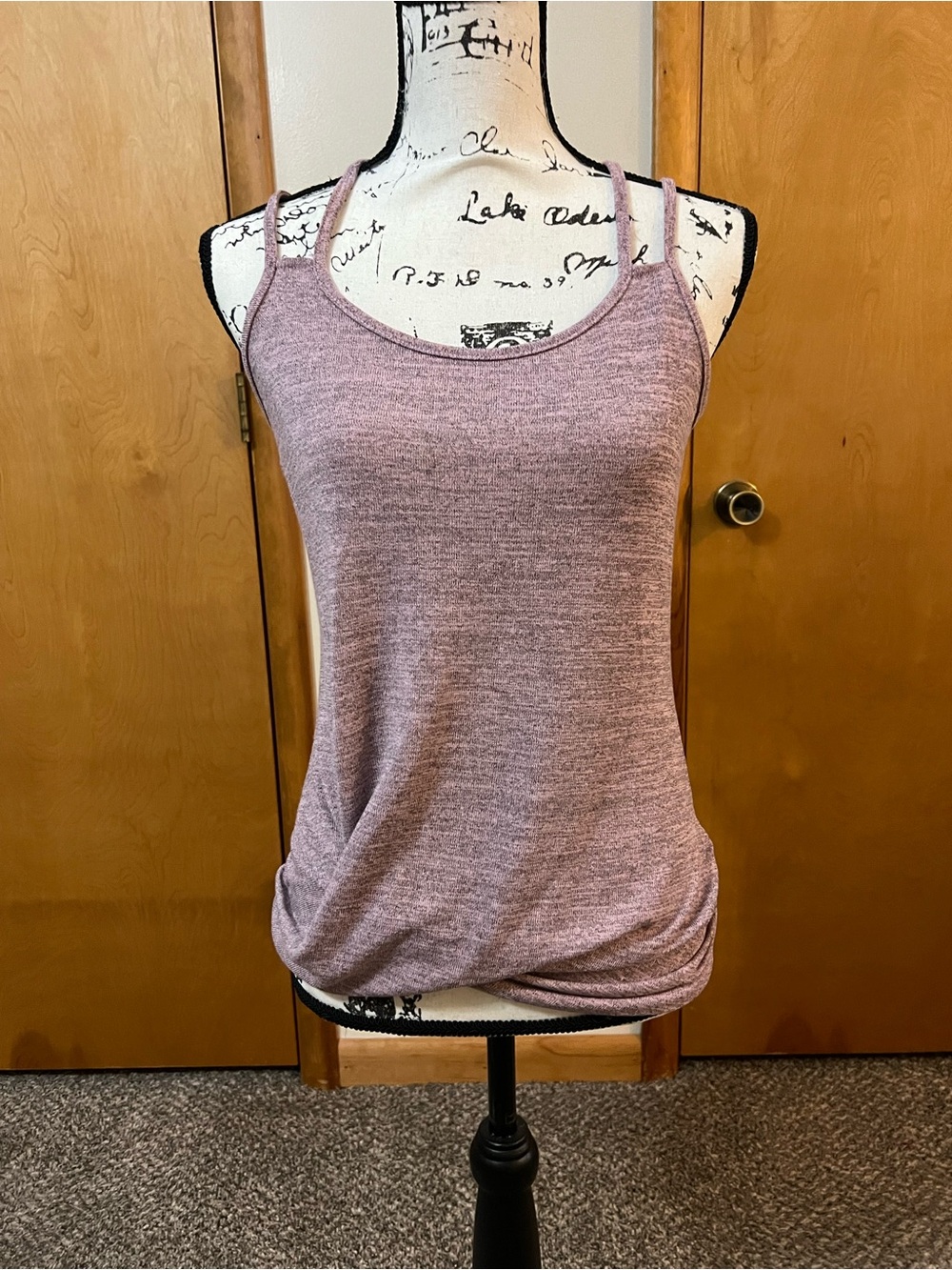 Heathered Mauve Double-Strap Tank Top
